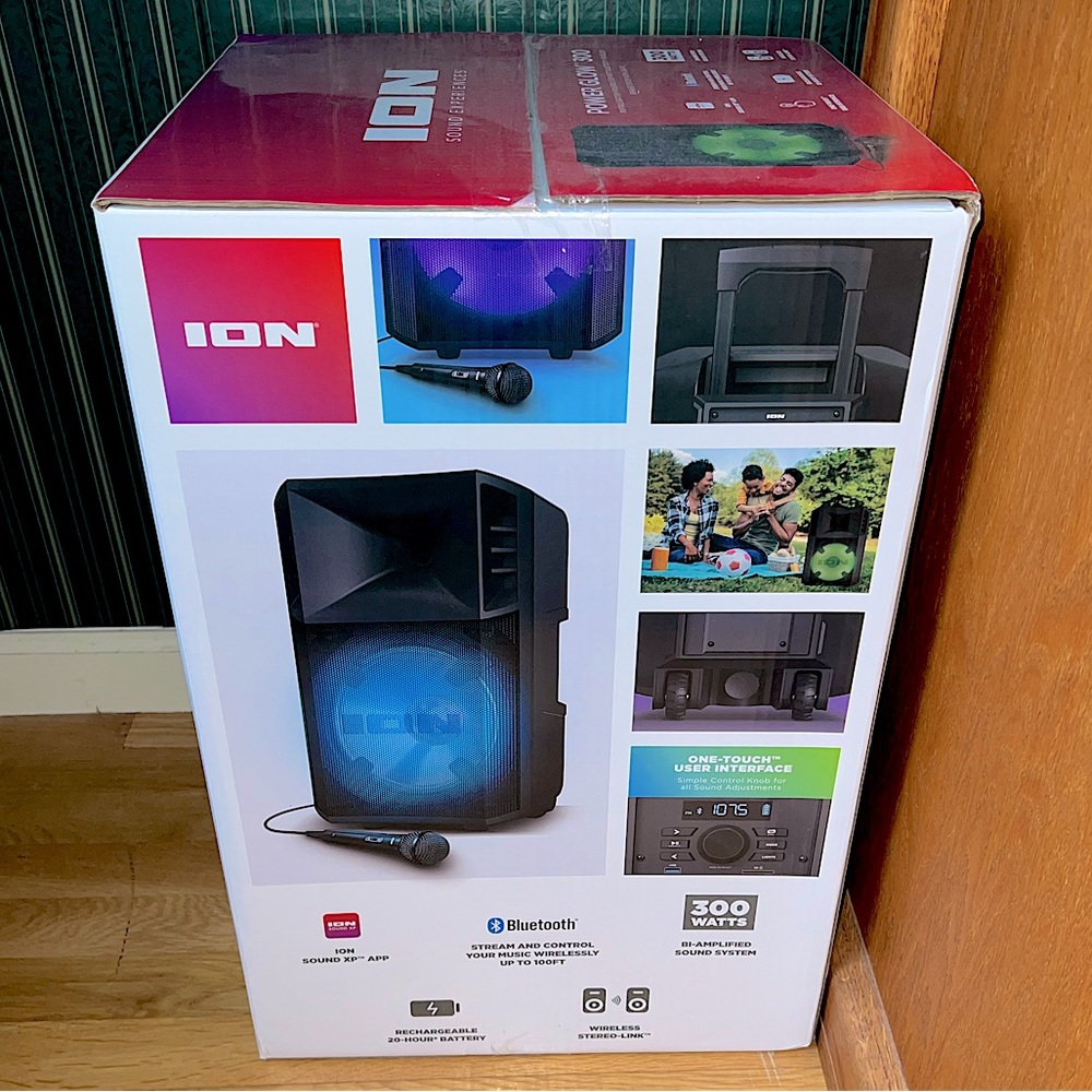 COPY - ION Audio Power Glow 300 Rechargeable Bluetooth Speaker System with LED …